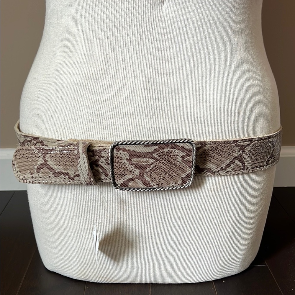 NWT d.l. Rhein handmade leather Snakeskin Belt with pewter buckle